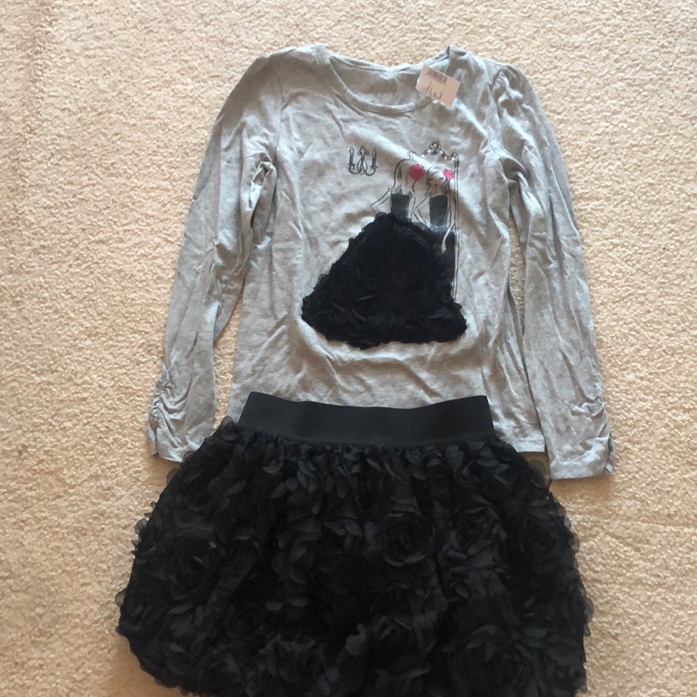 Little girls black skirt & matching shirt